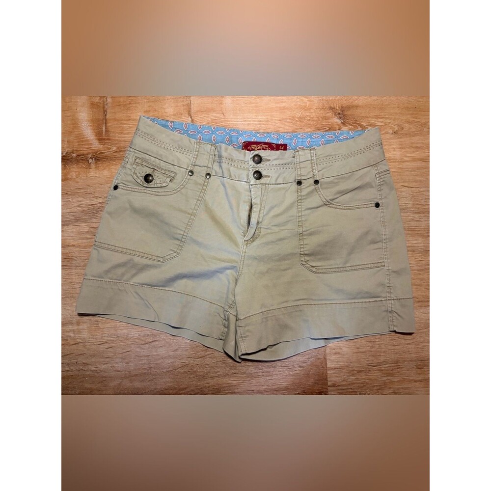 Y2K Vintage Contrast Stitch Front Pocket Cargo Khaki Cotton Shorts